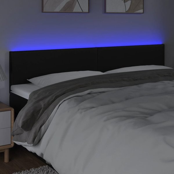 vidaXL Κεφαλάρι κρεβατιού με LED, μαύρο, 160x5x78/88 εκ., οικοδερμα