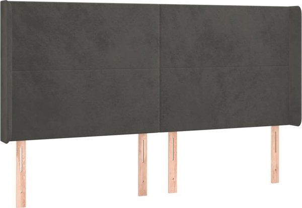 vidaXL Zaglowek do lozka z LED, ciemnoszary, 183x16x118/128cm, aksamit