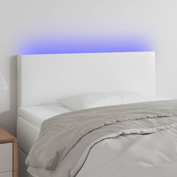 vidaXL Κεφαλάρι κρεβατιού με LED λευκό 80x5x78/88 cm συνθετικό δέρμα