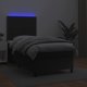 vidaXL Κρεβάτι κοντινεντάλ με στρώμα και LED, μαύρο οικολογικό δέρμα, 100x200 cm
