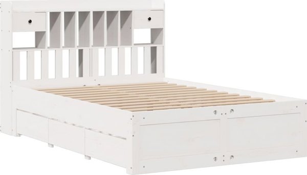 vidaXL Κρεβάτι με Ράφια, χωρίς Στρώμα, Λευκό, 150x200 εκ, Πεύκο