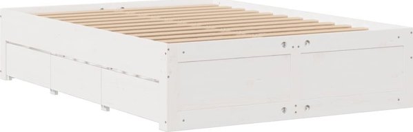 vidaXL Κρεβάτι με Ράφια, χωρίς Στρώμα, Λευκό, 150x200 εκ, Πεύκο