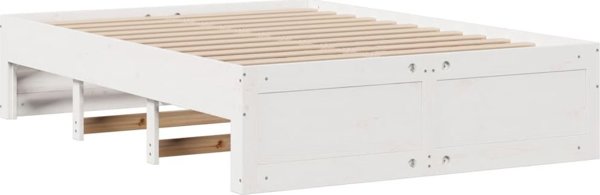 vidaXL Κρεβάτι με Ράφια, χωρίς Στρώμα, Λευκό, 150x200 εκ, Πεύκο