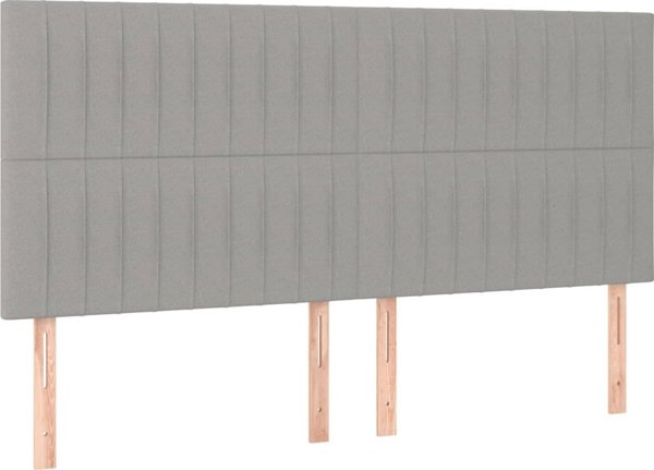 vidaXL Zaglowek do lozka z LED jasnoszary 160x5x118/128 cm tkanina