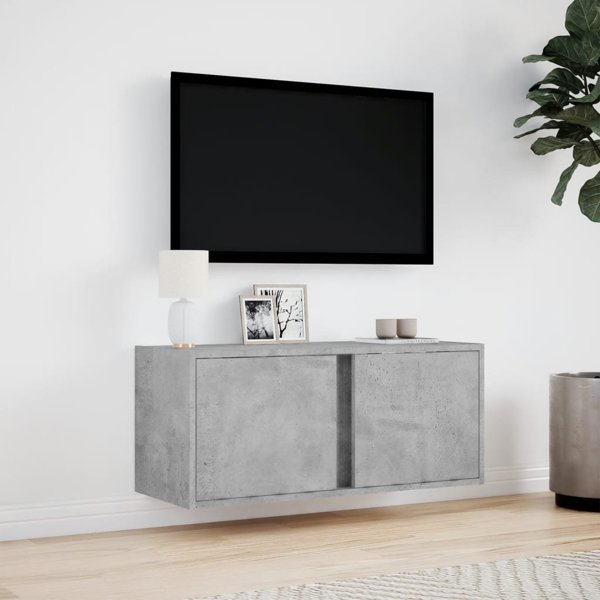 vidaXL Scienna szafka TV z LED, szarosc betonu, 80x31x35 cm