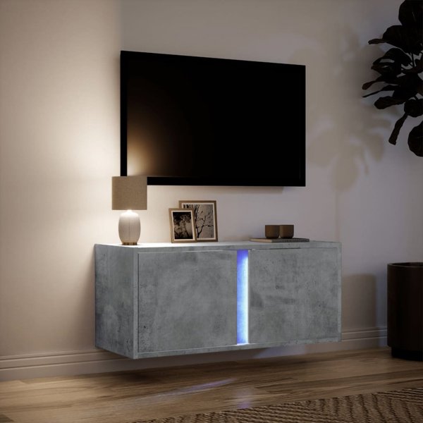 vidaXL Scienna szafka TV z LED, szarosc betonu, 80x31x35 cm