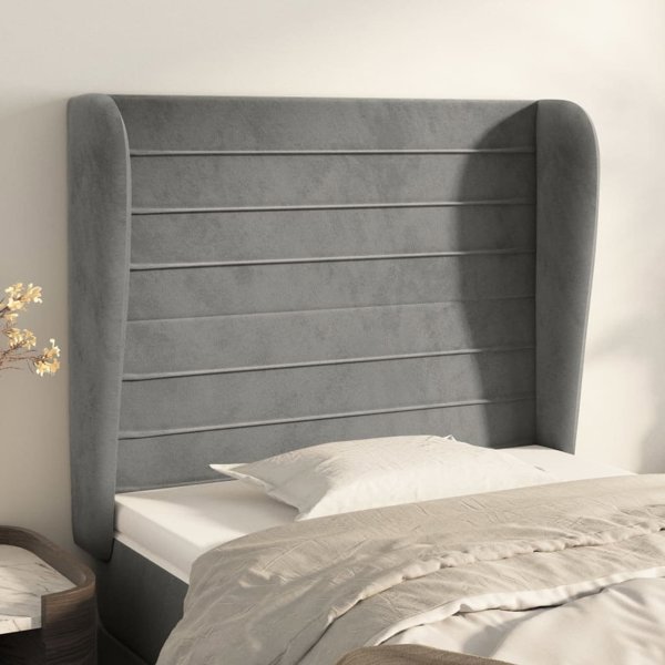 vidaXL Κεφαλάρι uszak ανοιχτό γκρι 103x23x118/128 εκ. βελούδο