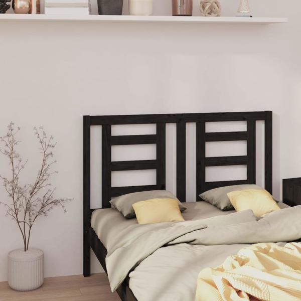 vidaXL Κεφαλάρι κρεβατιού, μαύρο, 126x4x100 εκ, από μασίφ πεύκο