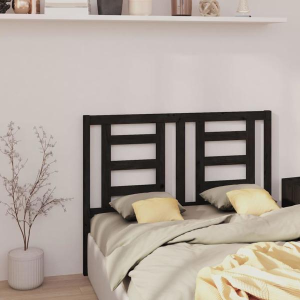 vidaXL Κεφαλάρι κρεβατιού, μαύρο, 126x4x100 εκ, από μασίφ πεύκο