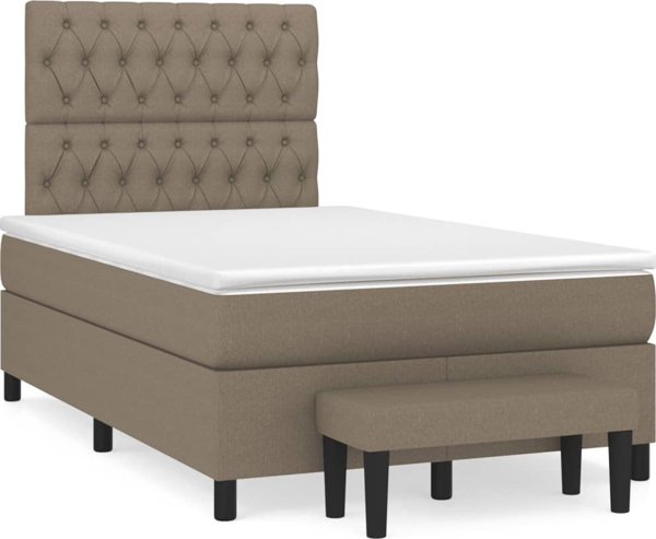 vidaXL Κρεβάτι Continental με στρώμα, taupe, ύφασμα, 120x200 εκ