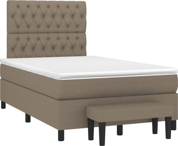 vidaXL Κρεβάτι Continental με στρώμα, taupe, ύφασμα, 120x200 εκ