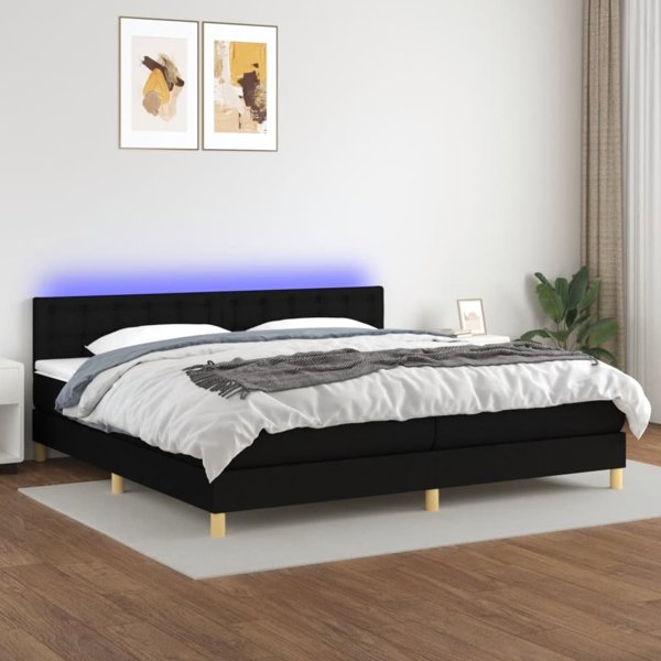 vidaXL Λοιζκο Κοντινεντάλ με Στρώμα, Μαύρο, 200 x 200 cm, Ύφασμα