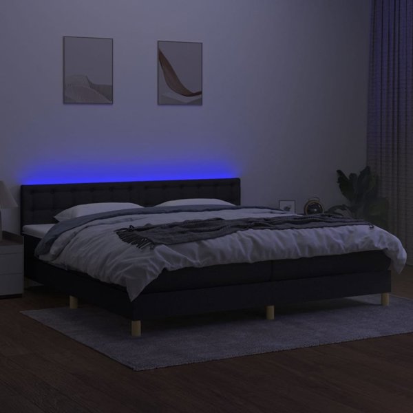vidaXL Λοιζκο Κοντινεντάλ με Στρώμα, Μαύρο, 200 x 200 cm, Ύφασμα