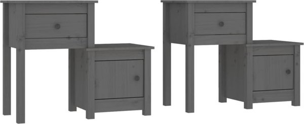 vidaXL vidaXL Szafki nocne, 2 szt, szare 79,5x38x65,5 cm, lite drewno sosnowe