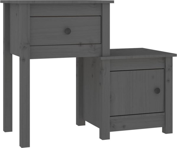 vidaXL vidaXL Szafki nocne, 2 szt, szare 79,5x38x65,5 cm, lite drewno sosnowe