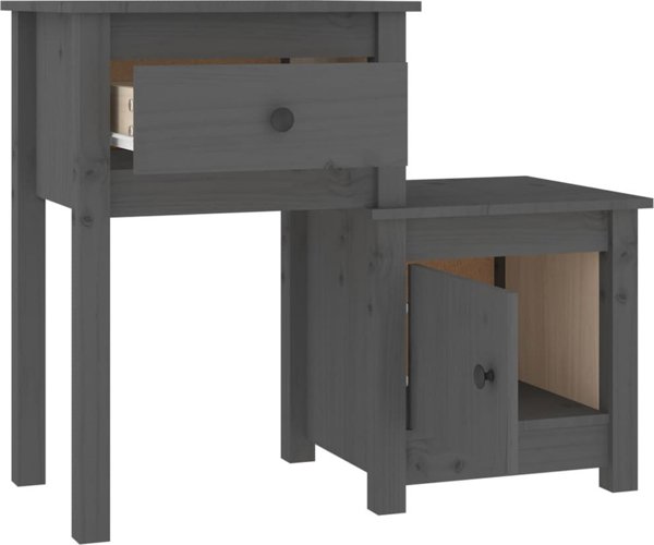 vidaXL vidaXL Szafki nocne, 2 szt, szare 79,5x38x65,5 cm, lite drewno sosnowe