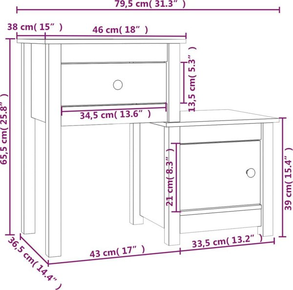 vidaXL vidaXL Szafki nocne, 2 szt, szare 79,5x38x65,5 cm, lite drewno sosnowe