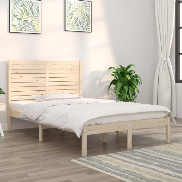 vidaXL σκελετός κρεβατιού, μασίφ ξύλο, 135x190 εκ., διπλό