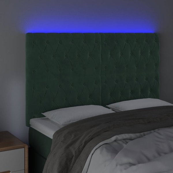 vidaXL Προσκέφαλο κρεβατιού με LED, σκούρο πράσινο, 160x7x118/128 cm