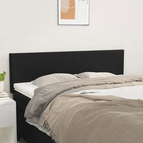 vidaXL Προσκέφαλα για κρεβάτι, 2 τεμ., μαύρο, 72x5x78/88 cm, τεχνητό δέρμα