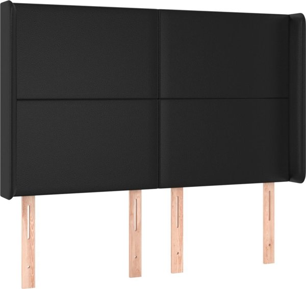vidaXL Κρεβάτι Continental με στρώμα και LED, μαύρο συνθετικό δέρμα 140x200 cm