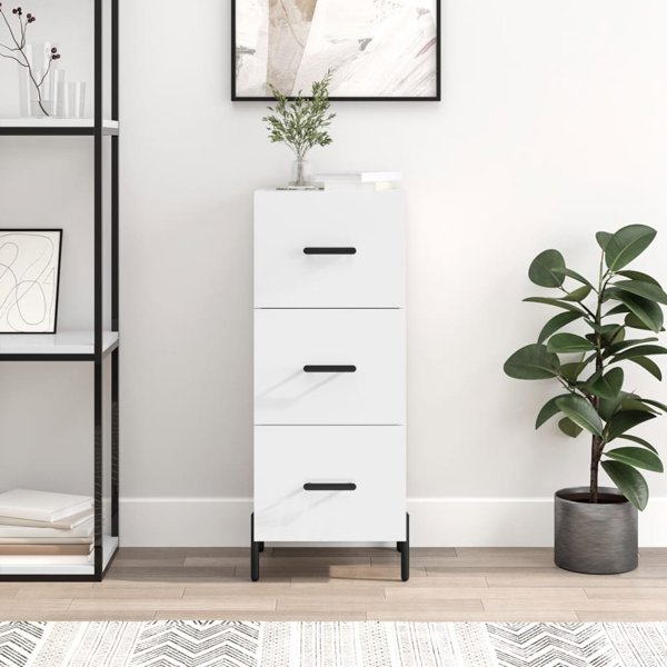 vidaXL Ντουλάπι, λευκό γυαλιστερό, 34,5x34x90 εκ, ξυλώδες υλικό