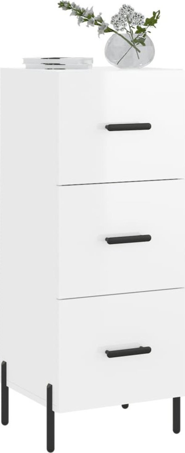 vidaXL Ντουλάπι, λευκό γυαλιστερό, 34,5x34x90 εκ, ξυλώδες υλικό