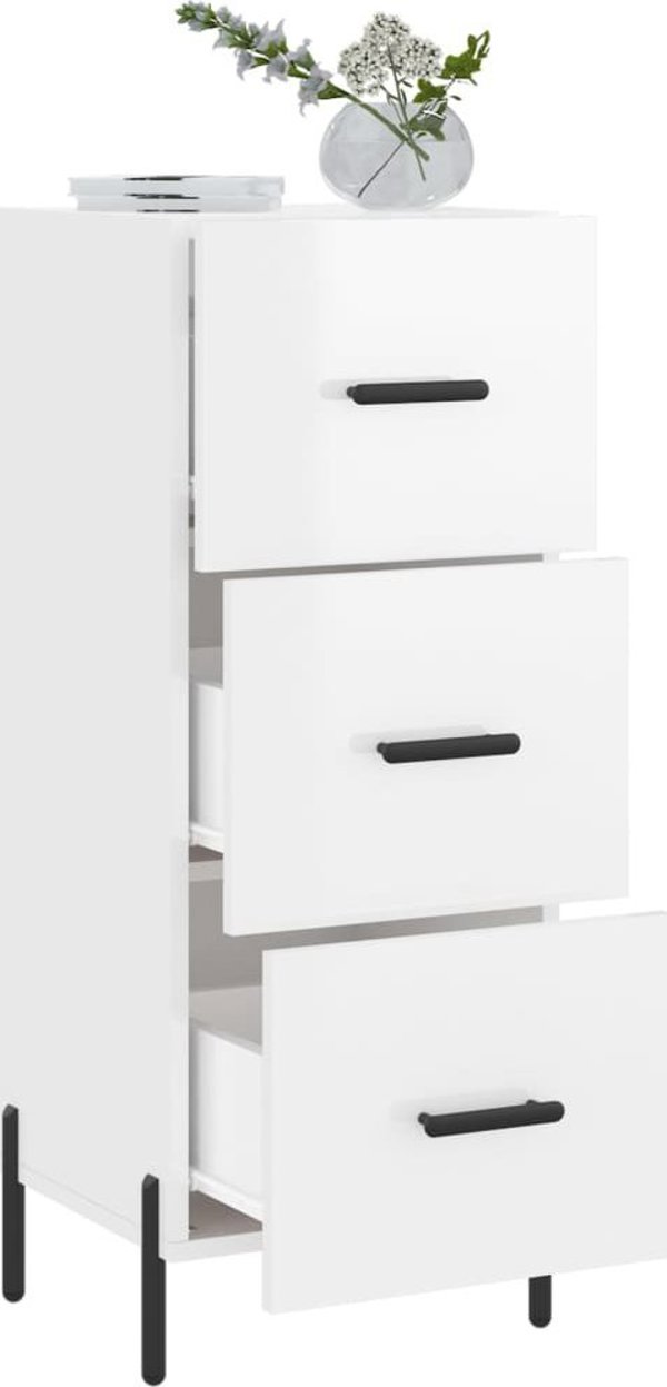 vidaXL Ντουλάπι, λευκό γυαλιστερό, 34,5x34x90 εκ, ξυλώδες υλικό