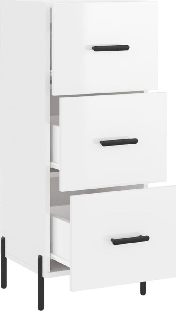 vidaXL Ντουλάπι, λευκό γυαλιστερό, 34,5x34x90 εκ, ξυλώδες υλικό