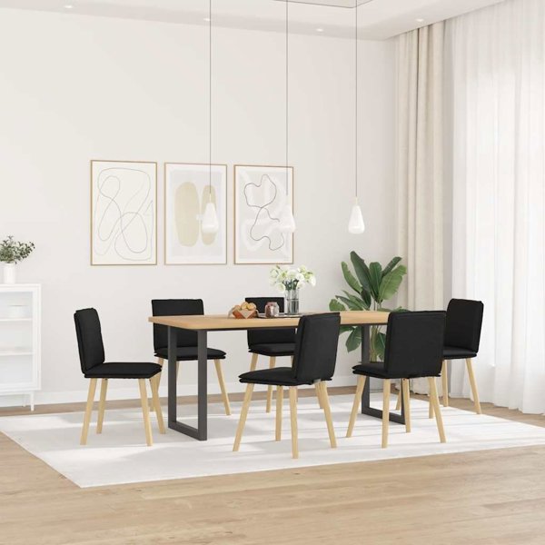 vidaXL Σετ 6 Καρέκλες Τραπεζαρίας Μαύρες με Υφασμάτινη Επένδυση