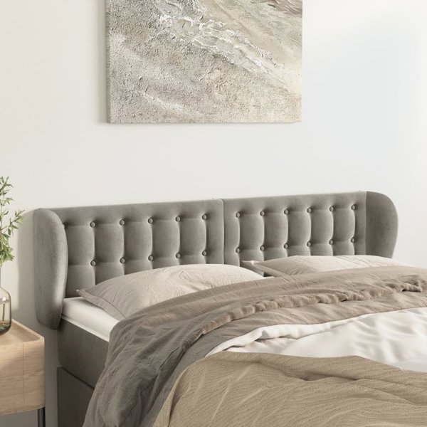vidaXL Υποστήριγμα Κεφαλής Uszak, Ανοιχτό Γκρι, 147x23x78/88 cm, Βελούδο