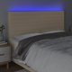 vidaXL Κεφαλάρι για κρεβάτι με LED, εκρού, 160x5x118/128 εκ., ύφασμα