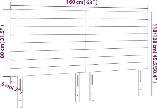 vidaXL Κεφαλάρι για κρεβάτι με LED, εκρού, 160x5x118/128 εκ., ύφασμα