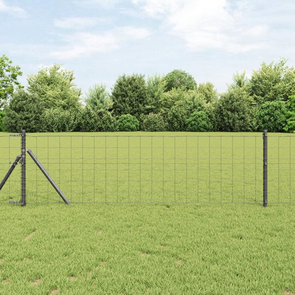 vidaXL Ευρωπαϊκό Περίφραξη Euro Fence, Γαλβανισμένο Ατσάλι, με 13 Στύλους, Γκρι, 0.4x25m