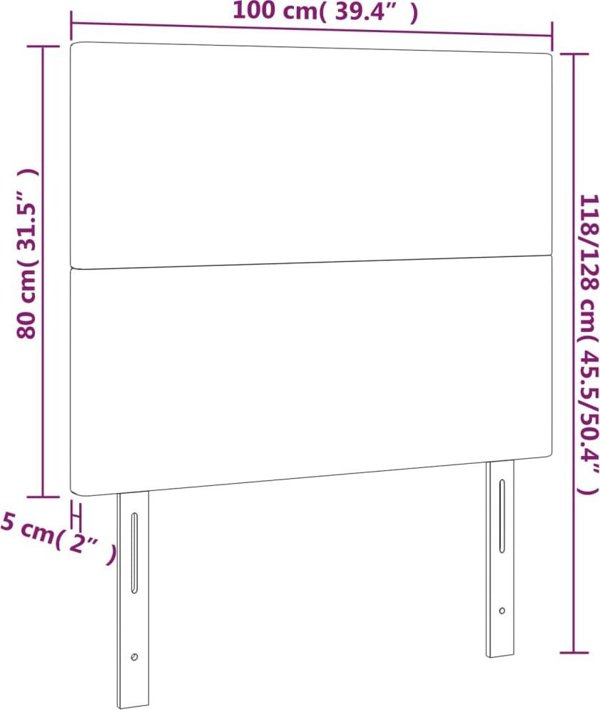 vidaXL Προσκέφαλα για κρεβάτι, 2 τεμάχια, μαύρα, 100x5x78/88 cm, δερματίνη