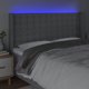 vidaXL Zaglowek do lozka z LED, jasnoszary, 163x16x118/128 cm, tkanina