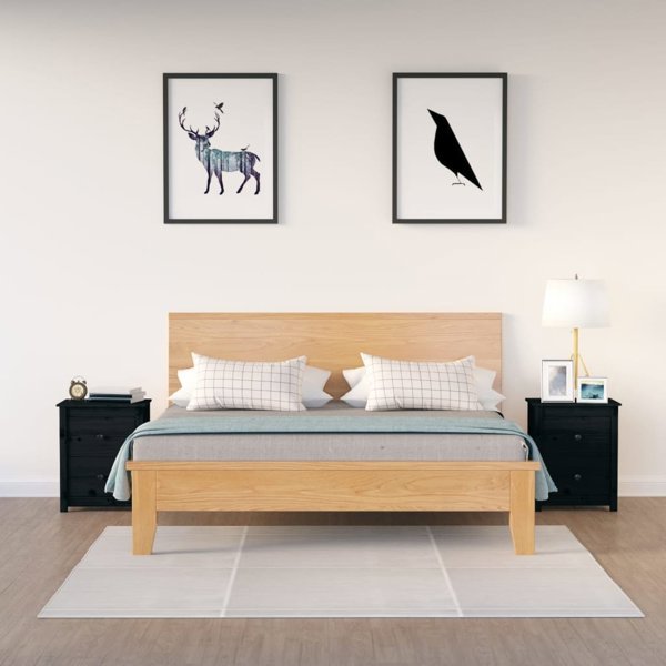 vidaXL vidaXL Szafki nocne, 2 szt, czarne, 50x35x61,5 cm, lite drewno sosnowe