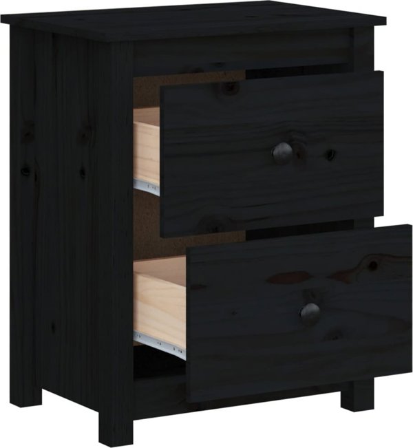vidaXL vidaXL Szafki nocne, 2 szt, czarne, 50x35x61,5 cm, lite drewno sosnowe