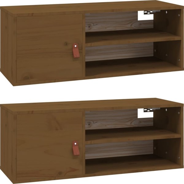 vidaXL Ντουλάπια τοίχου, 2 τεμάχια, μέλι καφέ, 80x30x30 cm, μαλακό πεύκο