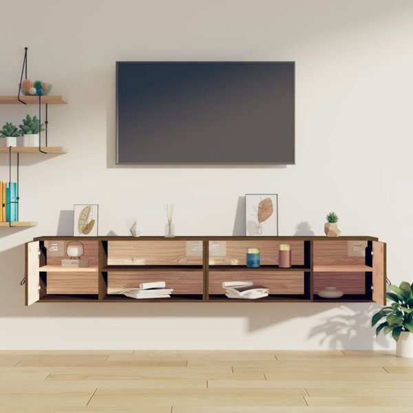 vidaXL Ντουλάπια τοίχου, 2 τεμάχια, μέλι καφέ, 80x30x30 cm, μαλακό πεύκο