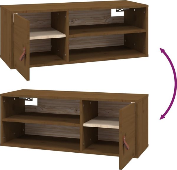 vidaXL Ντουλάπια τοίχου, 2 τεμάχια, μέλι καφέ, 80x30x30 cm, μαλακό πεύκο