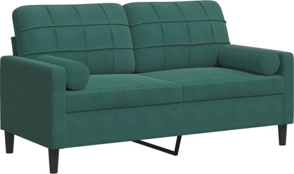 vidaXL 2-osobowa sofa z poduszkami, ciemnozielona, 140 cm, aksamit