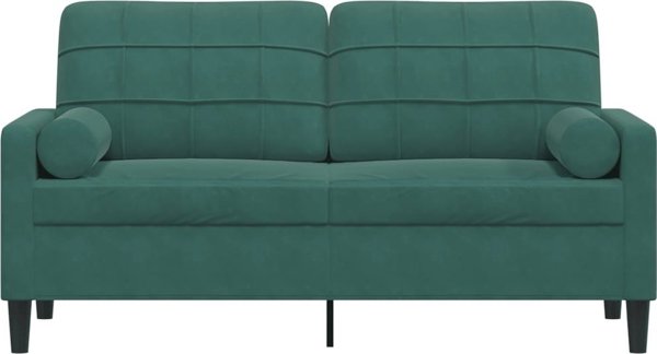 vidaXL 2-osobowa sofa z poduszkami, ciemnozielona, 140 cm, aksamit