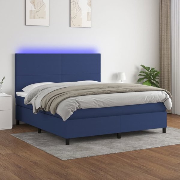 vidaXL Κρεβάτι Continental με Στρώμα, Μπλε, 160x200 εκ., Υφασμάτινο