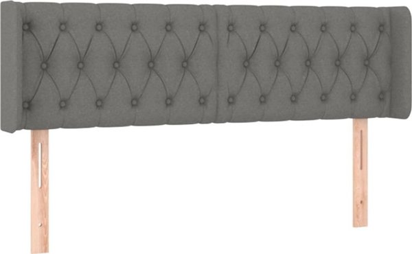 vidaXL Κεφαλάρι κρεβατιού με LED, σκούρο γκρι, 163x16x78/88 εκ., υφασμάτινο