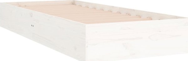 vidaXL Rama κρεβατιού, λευκή, μασίφ ξύλο, 75x190 εκ, μονόκλινο