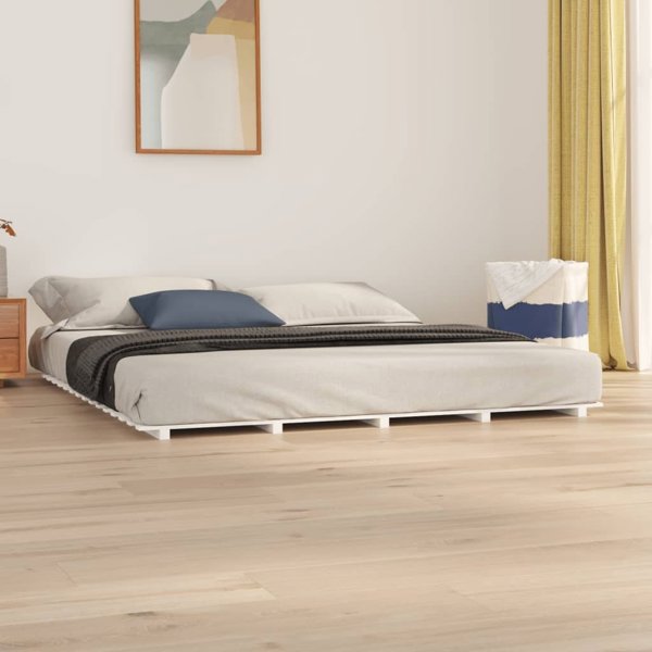 vidaXL Rama κρεβατιού, λευκή, 180 x 200 εκ., μασίφ ξύλο πεύκου