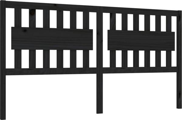 vidaXL Κεφαλάρι κρεβατιού, μαύρο, 125,5x4x100 εκ, μασίφ πεύκο