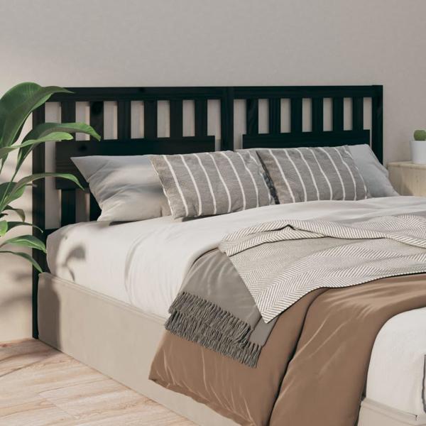 vidaXL Κεφαλάρι κρεβατιού, μαύρο, 125,5x4x100 εκ, μασίφ πεύκο