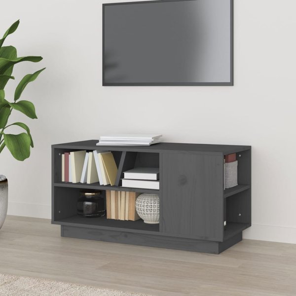vidaXL Szafka pod telewizor, szara, 80x35x40,5 cm, lite drewno sosnowe